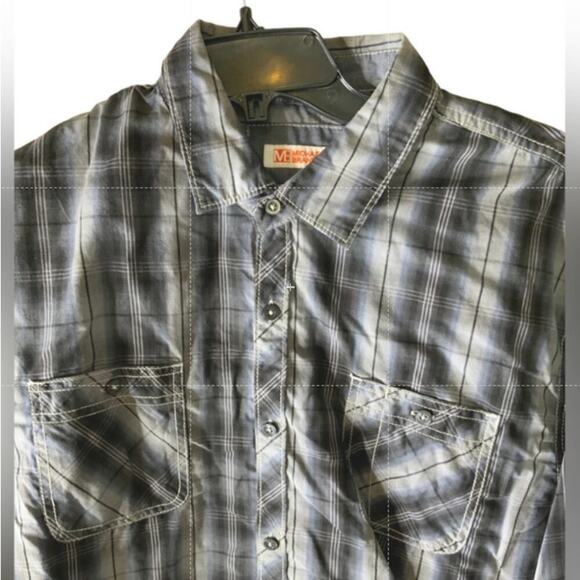 Michael Brandon Tartan Plaid Shirt Mens XL Long Sleeve Chest Pocket Button Up - Picture 6 of 7